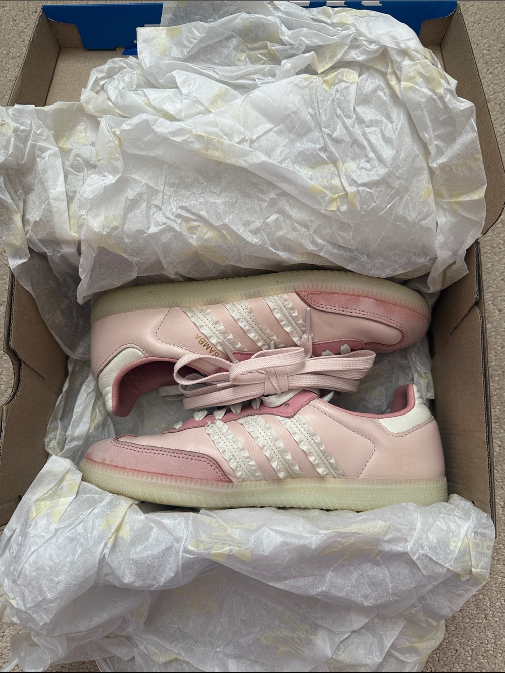 Adidas sambas ruffle baby pink womens